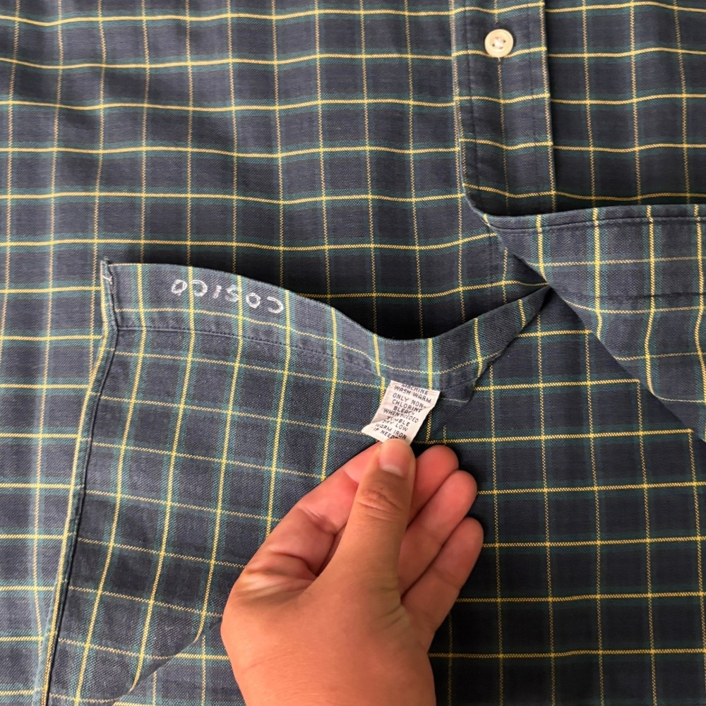 Ralph Lauren Button Down Shirt Mens L Navy Blue Yellow Grid Custom Fit Plaid - Picture 12 of 13
